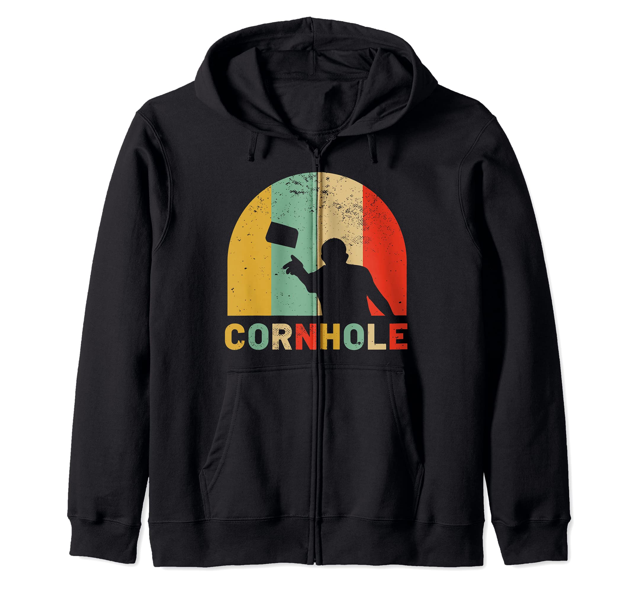 Cornhole Vintage Retro Style Team Tournament Zip Hoodie