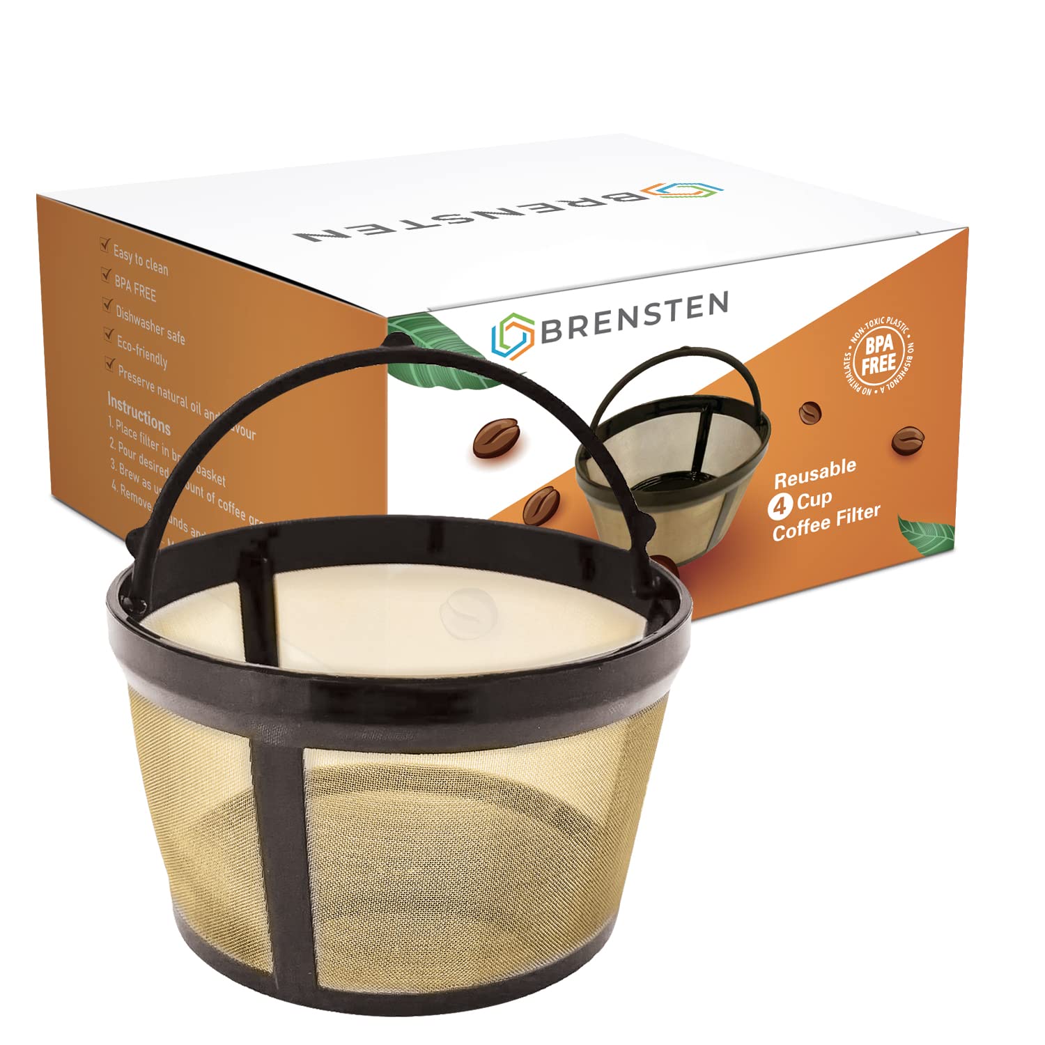 Photo 1 of 4 Cup Reusable Filter Basket With Closed Bottom Fits MrCoffee Coffee Maker and Brewer - Permanent Filter Replacement Compatible With Mr Coffee Gold Basket-Style Filters 1-Pack