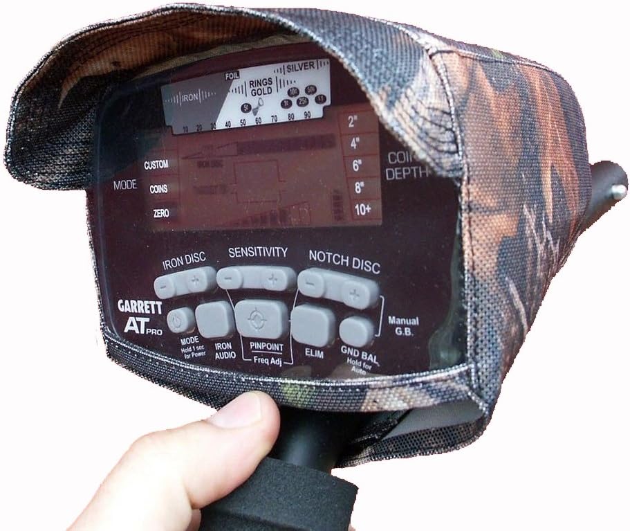 GARRETT AT PRO METAL DETECTOR CONTROL BOX COVER WITH VISOR, IN 600 PVC CAMO CLOTH