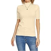 Cizayoi Short Sleeve Mock Turtleneck Knit Tops Capsule Wardrobe for Women 2026