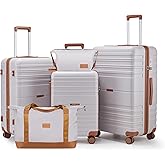 CASELLY Luggage Sets with spinner wheels, PC+ABS Hard Shell Travel Luggage,Lightweight Carry-on suitcases with TSA Lock,YKK Zippers (Light Purple, 5 piece sets(20/24/28/DB/TB))