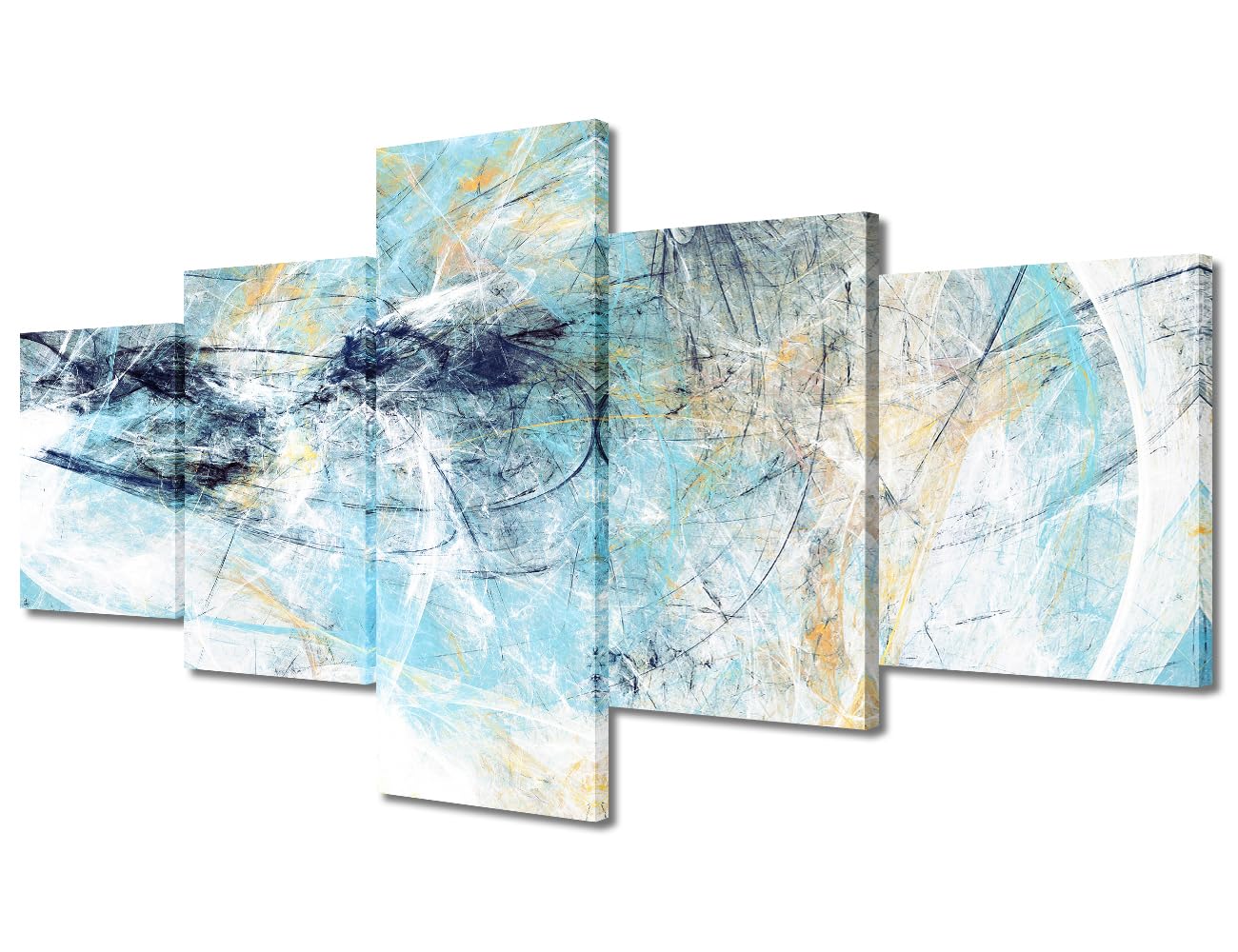 Bathroom Decor Wall Art Blue and White Abstract Wall Art Beautiful Art Wall Decor Canvas Artwork Wall Decor Canvas Frame Art Prints Home Decor 5 Piece Canvas Wall Art Ready to Hang(50"Wx24"H)