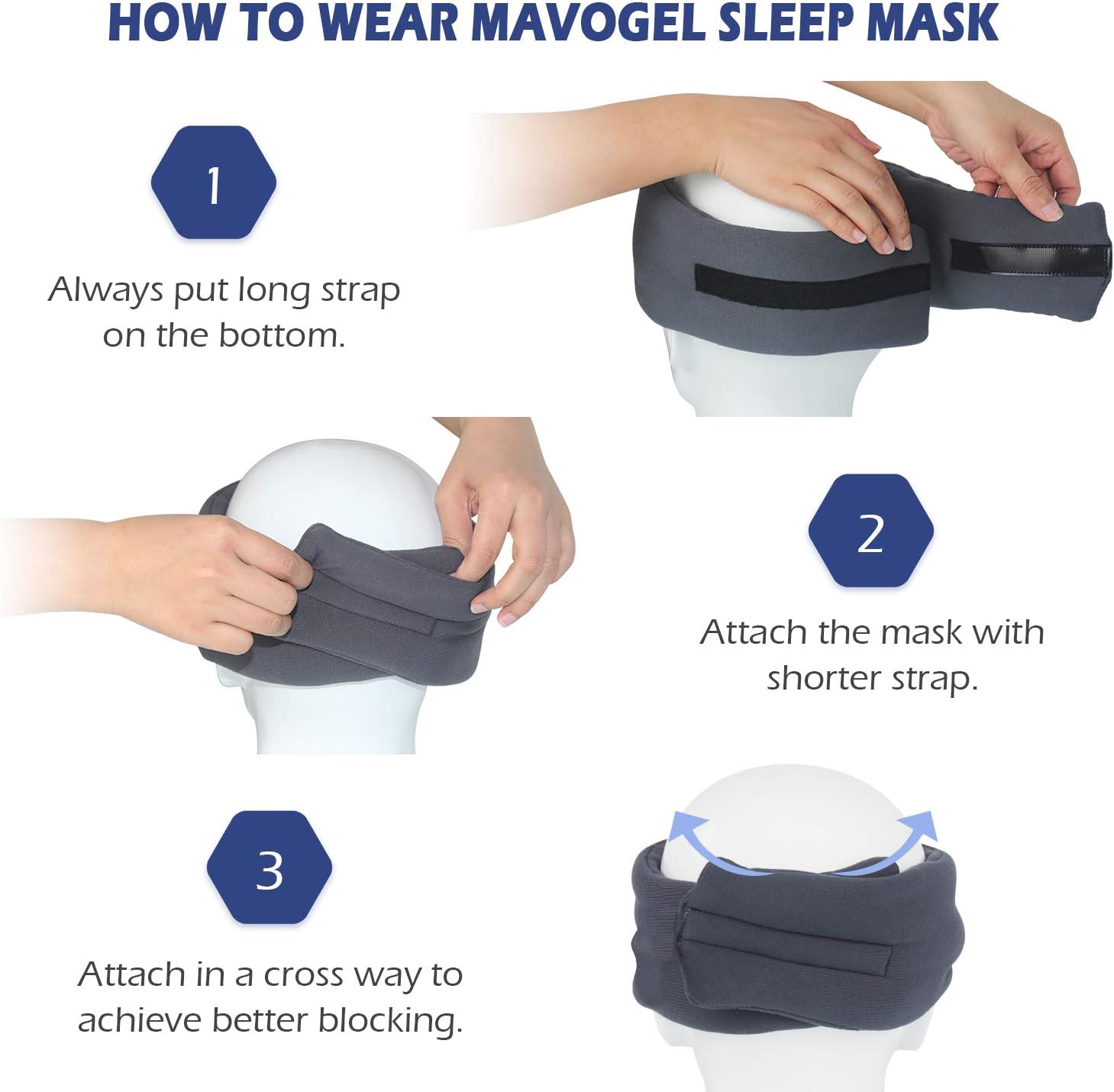 Mavogel Sleep Mask, Skin Friendly Modal Material & Light Blocking Sleeping Mask for Home/Flight/Shift Work, Handmade - Image 3