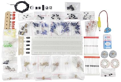 Generic Electronic Components Project Kit or Breadboard, Capacitor, Resistor, LED, Switch (Comes in a Box)
