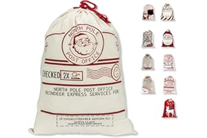 LessMo Christmas Santa Sack, Large Christmas Canvas Gift Bag with Drawstring, [Place to Write Wishes] Reusable Personalized Best Gift, for Xmas Package Storage, Christmas Party Supplies Favors