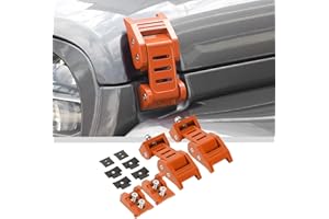 JWWY for Jeep Wrangler Hood Latches Clamp Aluminum Stainless Steel Hood Catch Fastene with Lock Kit Compatible with Jeep Wrangler JK/JKU 2007-2017, JL/JLU 2018-2024+ & Gladiator JT 2020-2024+Orange B