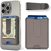 GINKOUHA for MagSafe Wallet for Men, Leather Magnetic Wallet with Titanium Money Clip (Removable), RFID Blocking Wallet for iPhone 17/16/15/14 Series, Hold 2 Cards