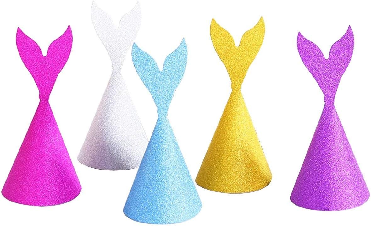 Mermaid Tail Party Hats 12Pcs/set, Super Glitter Creative Handmade Diy Mermaid Tail Party Hats Coming With Ropes