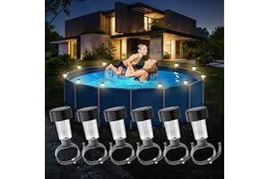 VICHTOP 6 Pack Solar Pool Lights for Framed Above Ground Pools,Outdoor Swimming Pool Fence Decoration Accessories, Waterproof LED Pool Solar Lights, Pool Enclosure Lighting Decor, Warm Light