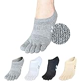 soxsense Cushion No Show Toe Socks For Women Five Finger Socks Low Cut Athletic Running Socks 4 Pairs