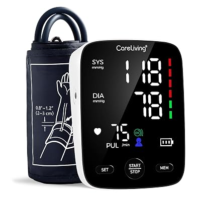 CareLiving Blood Pressure Monitor, Upper Arm Blood Pressure Monitors for Home Use, 2x199 Readings Memory, Adjustable Arm Cuff 8.7"-16.5", Large Display with LED Background, Light Storage Bag