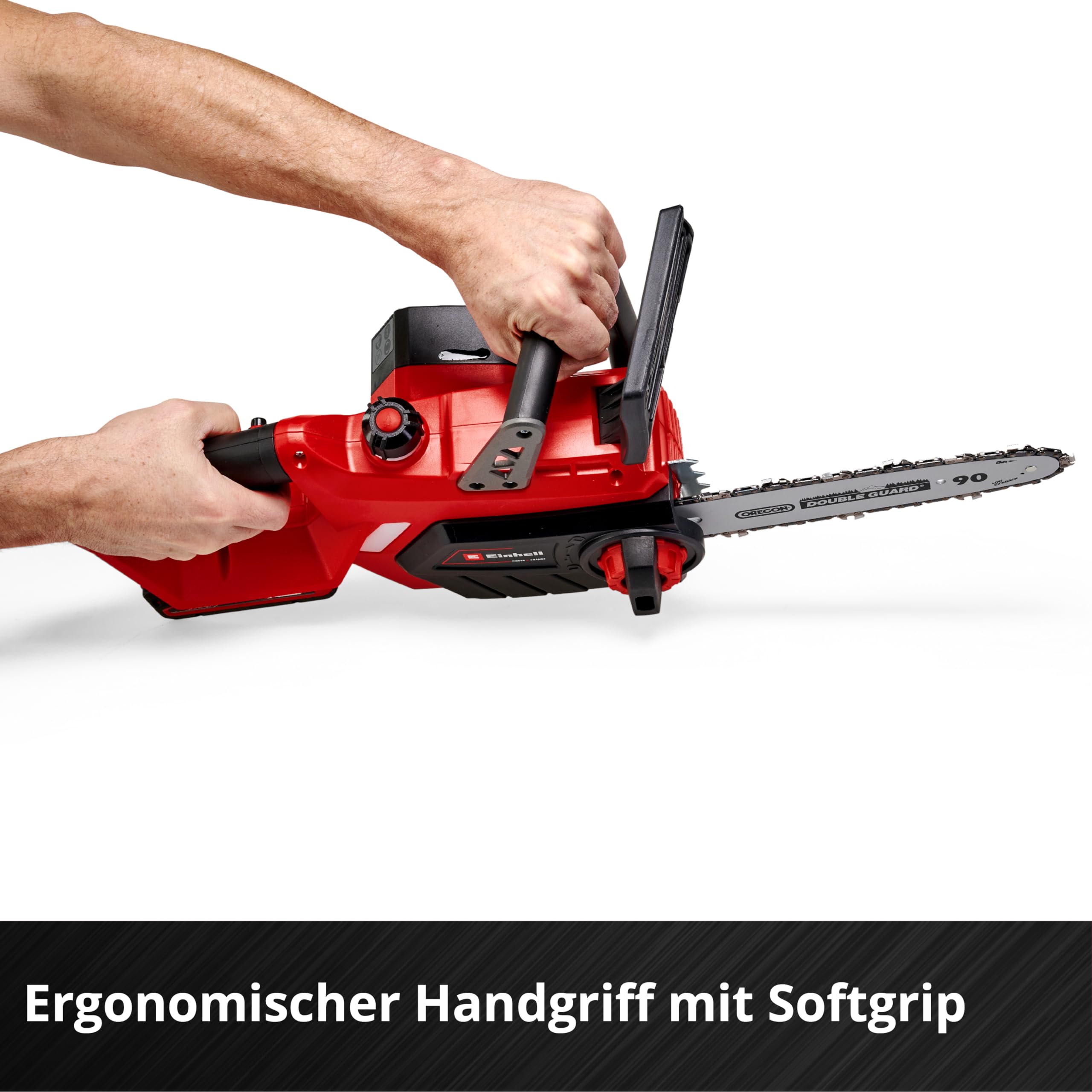 Einhell Akku-Kettensäge GE-LC 18 Li-Solo Power X-Change (Li-Ion, 18V, 25 cm Schwertlänge, Rückschlagschutz, Kettenfangbolzen, inkl. 4 Ah Akku und Ladegerät) 8
