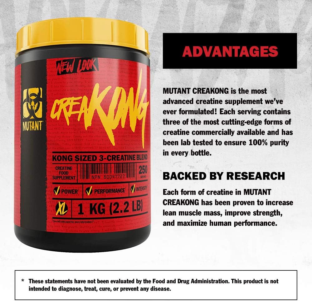 MUTANT CREAKONG, Advanced Creatine Supplement with Triple Creatine Blend for Muscle Strength Size & Performance, Unflavoured - Image 4