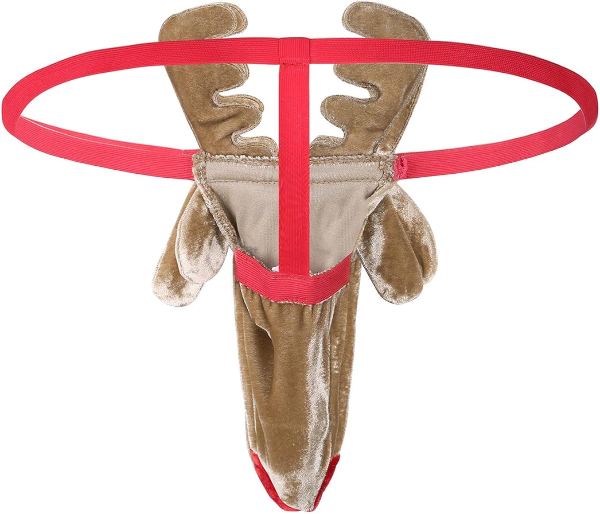 Freebily Herren Strings Thong Tanga G-String Reindeer Bikini Lustig Unterw/&auml;sche Chrismas Weihnachten Kost/&uuml;m Funny Unterhose