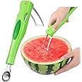 OLESBUR Premium Watermelon Cutter - 3 in 1 Watermelon Cutter Slicer Tool - Foldable Watermelon Slicer - Fruit Cutter for Kitchen Gadgets - Stainless Steel Watermelon Knife - Melon Baller Scoop
