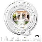 Misting Systems White, Outside Patio Misters, 100FT Misting Cooling System+30 Brass Mister System+2 PE Antioxidant Adapters 3/4"+2 Tee Adapters+2 90 Degree Elbows for Pasture&amp;Garden&amp;Gazebo (White)