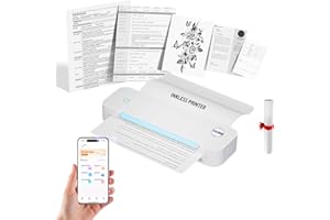 YUEBBB Portable Printer, Portable Printers Wireless for Travel, Inkless Thermal Printer, Support A4 & Letter Size Thermal Paper, Compatible with iOS, Android, Windows, Mac