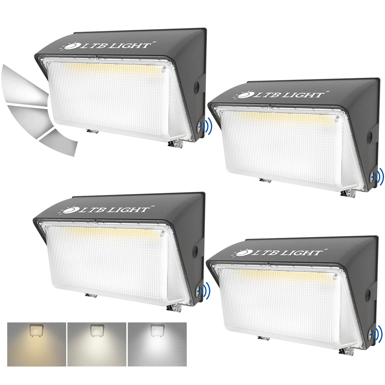 Photo 1 of LTBLIGHT 4 Pack 150W Dusk to Dawn Outdoor Lighting Wall Mounted, 3000K/4000K/5000K Switchable LED Wall Pack with Photocell,Adjustable Wattage 20010LM Heavy Duty Aluminium Housing,ETL Certified