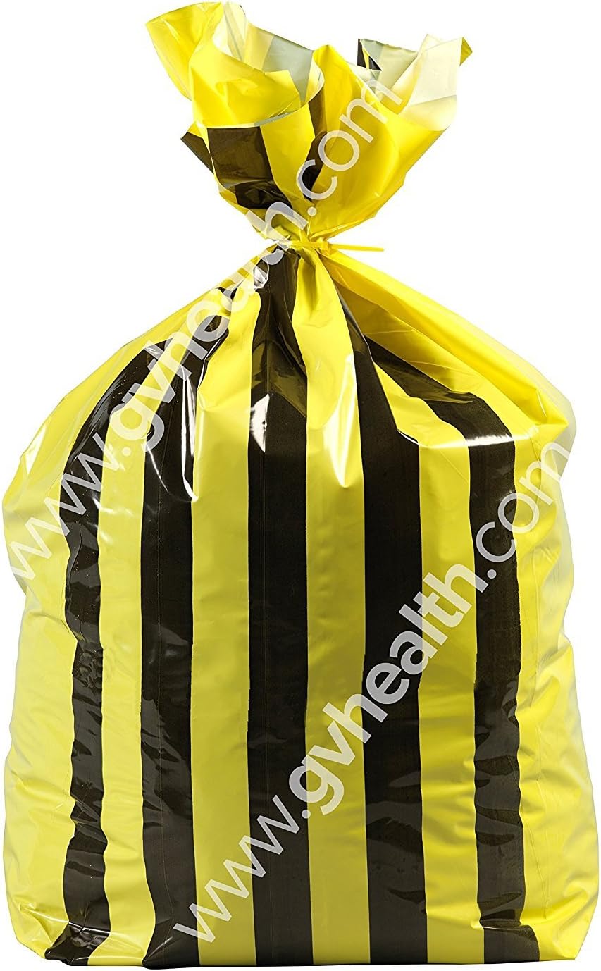 90L Large Double Sided Print Tiger Stripe Polythene Offensive Waste Bags 25mu (25 Bags)