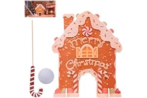 YAQIMIYA Gingerbread Golf Game Set, Christmas Mini-Golf Course with Candy Cane Club & Balls, Funny Christmas Party Game for All Ages