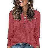 Plus Size Tops for Women Long Sleeve V Neck Button Down Shirts Casual Loose Tunic Sweaters Fall Winter Outfits L-4XL