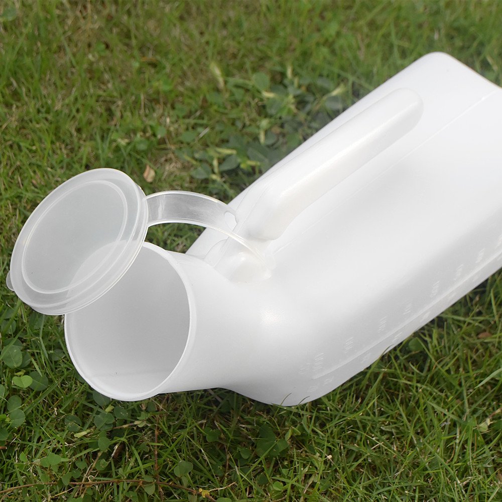 YUMSUM Thick Firm Male Urinal Urine Bottle with Lid 32oz./1000mL (White