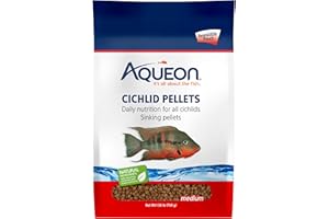 Aqueon Cichlid Slow Sinking Fish Food Pellets, Medium Size, 25 Ounce