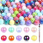 100 Pcs Beads for Pens 14mm Color Acrylic Beads Focal Rainbow Acrylic Bead Cute Candy Colors Spacer Bead for DIY Crafting Necklace Bracelet Jewelry Making Keychain(Mix-Color)