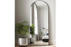 BOGDA 64"x21" Arched Full Length Mirror Floor Mirror with Stand, Aluminium Metal Frame for Wall Mounted Full Body Mirror Leaning Body Mirror Hanging Wall Mirror for Bedroom Living Room Dressing Mirror-Black
