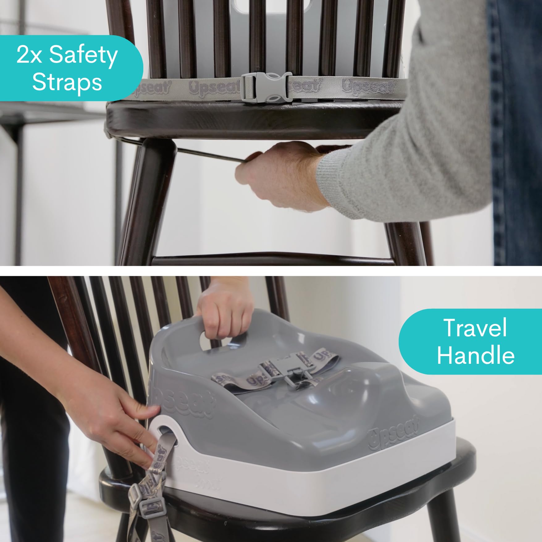 Upseat Boost Ergonomic Toddler Booster Seat for Dining Table, Developed with Physical Therapists to Encourage Posture, 3-Point Harness, Easy to Wipe Clean, and Lightweight Gray
