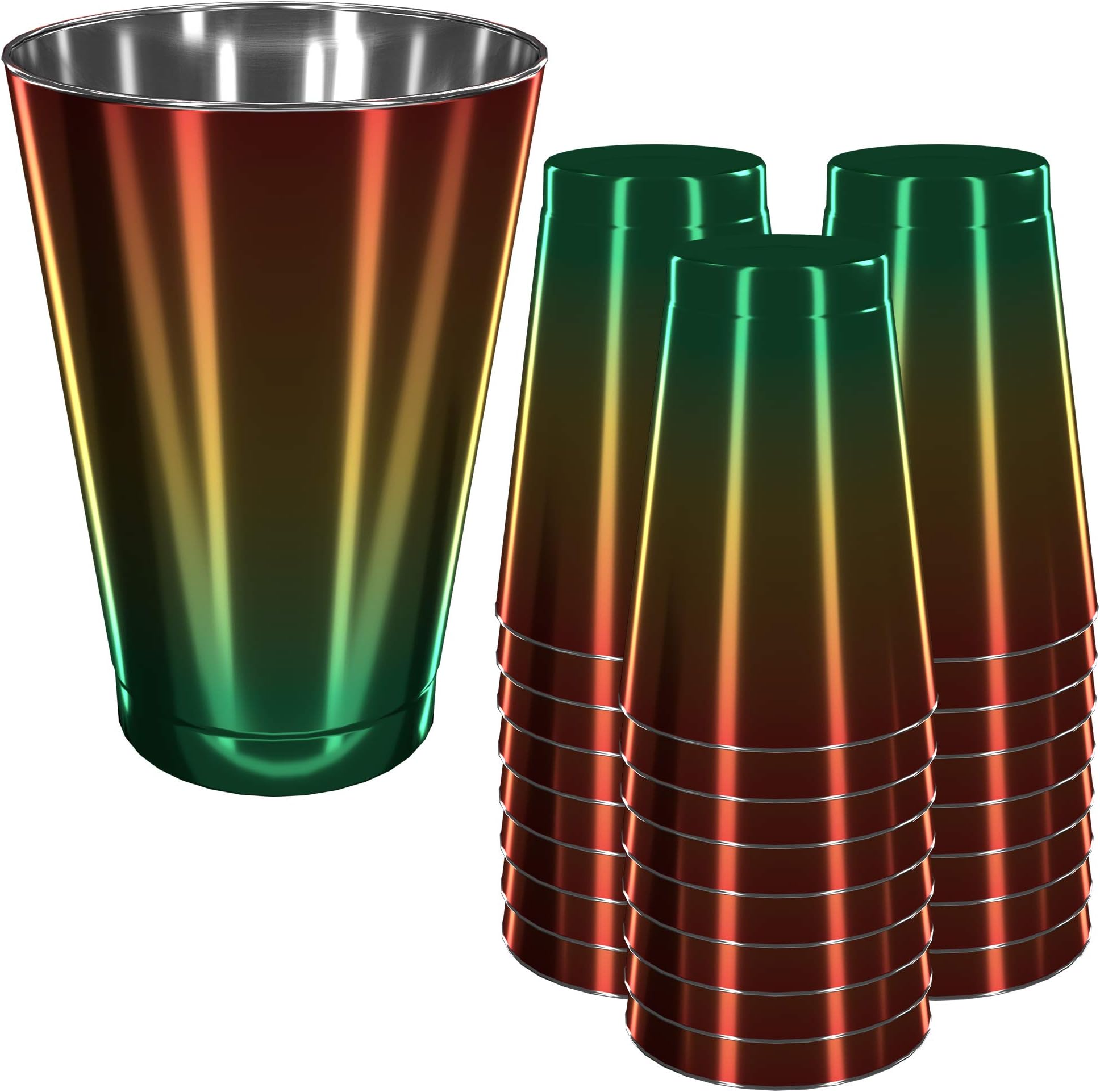 Disposable Plastic Party Cups – 50 Count, 10oz – Fun Colorful Rainbow Design - Heavy Duty Glasses for Parties and Events – Durable and Reusable – By Prestee