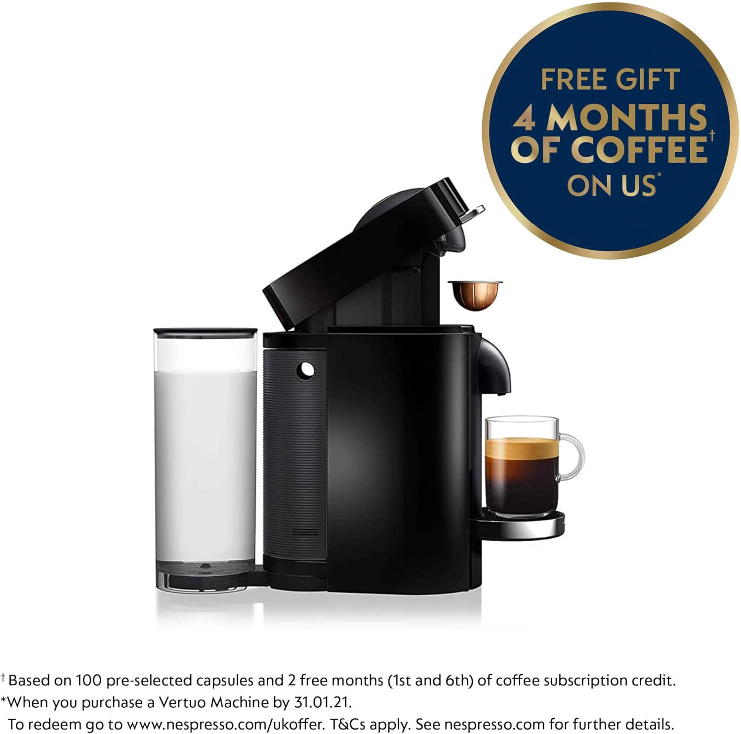 Nespresso Vertuo Plus Automatic Pod coffee machine for Americano Decaf, Espresso by Magimix in Black - Image 3