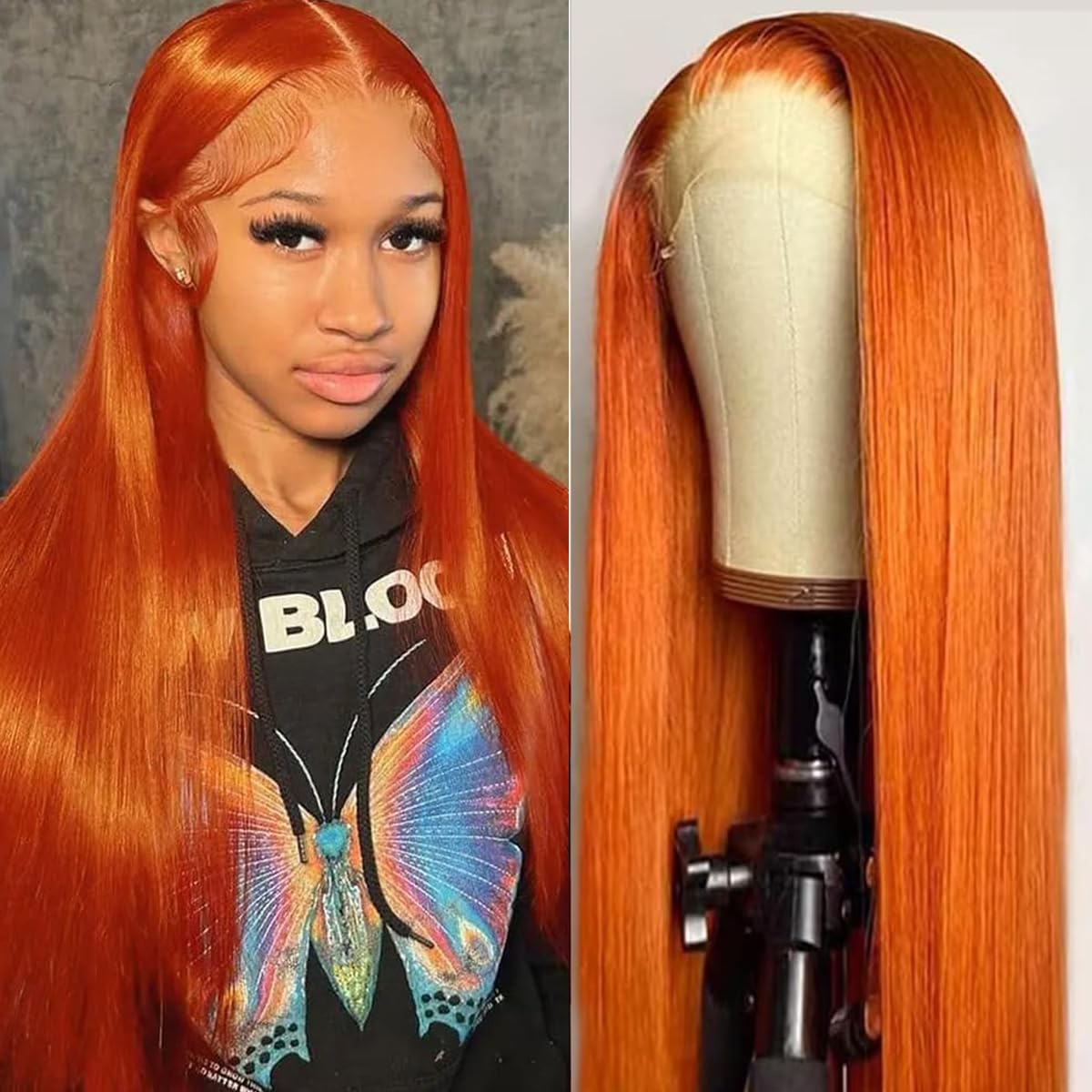 Ginger Orange 13X4 Lace Front Wig #350 Colored Straight Wigs Transparent Lace Frontal Human Hair Pre Plucked With Baby hair 26 inch