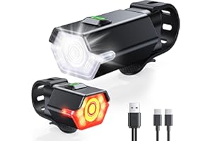 Zewdov 3+6 Modes Bright Bike Lights for Night Riding with Side Light, Rechargeable & IP65 Waterproof Bicycle Light, Bike Headlight and Tail Light Set for Road/Mountain Bike/Kids Cycling Accessories