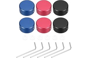 MECCANIXITY 6 Pcs Footswitch Toppers Guitar Pedal Button Caps Metal Footswitch Top Cover 3/8" for Guitar Effects Pedal Button