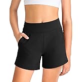 HASMES Girls High Waisted Athletic Shorts Kids Yoga Shorts with Pockets for Running Gymnastics Lounge