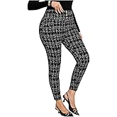 WDIRARA Women's Plus Size Plaid Leggings Button Elastic High Waisted Skinny Pants