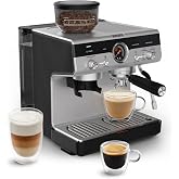 KRUPS Barista Espresso Machine with Built-In Grinder, 30 Settings | Conical burr grinder, 3 pre-infusion modes, Adjustable temperature, Pressure gauge, Powerful steam wand for caf&eacute; microfoam