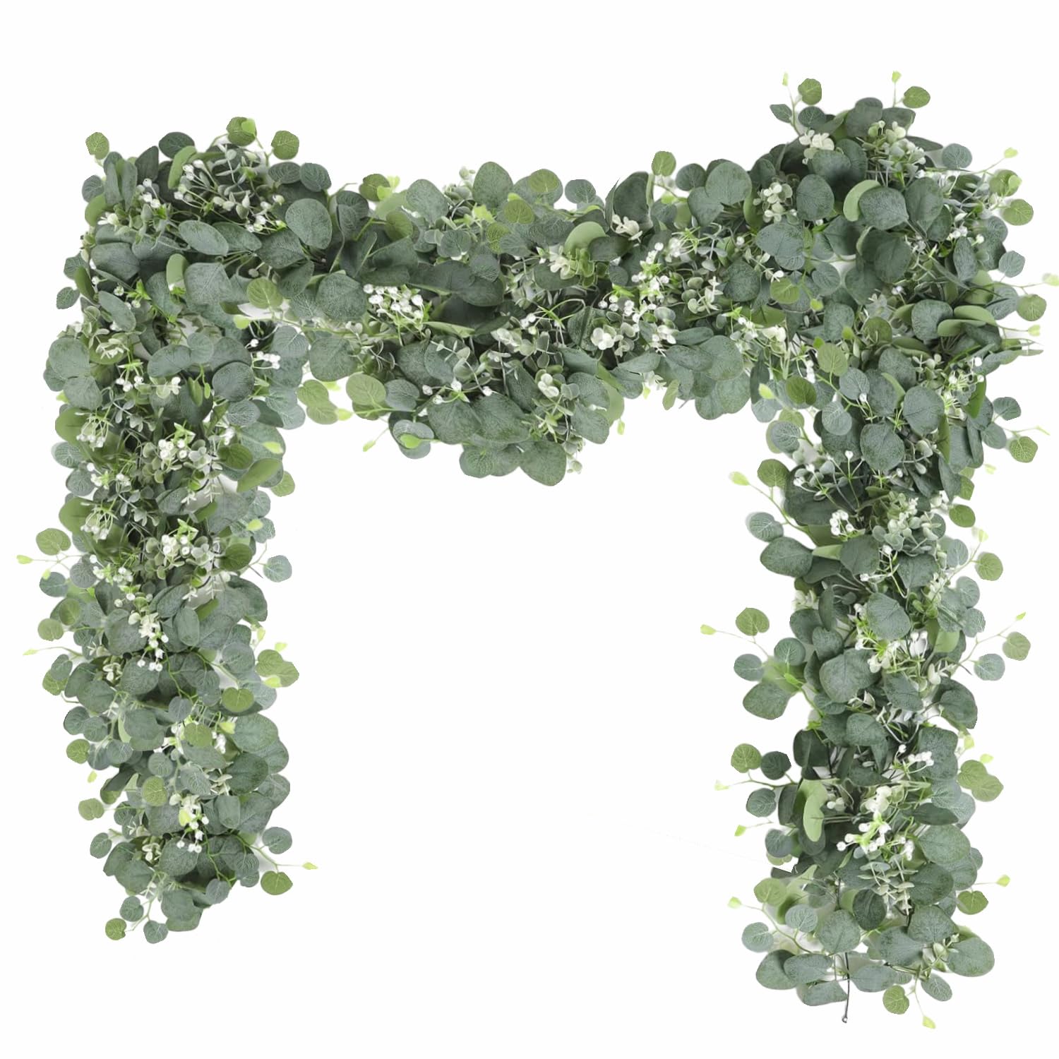 Photo 1 of 2 Pcs Eucalyptus Garland, 5.9FT Artificial Greenery Garlands Fake Vines for Wedding Centerpiece Table Party Indoor Outdoor Wall Decor (Eucalyptus Garland 2, 2PCS)