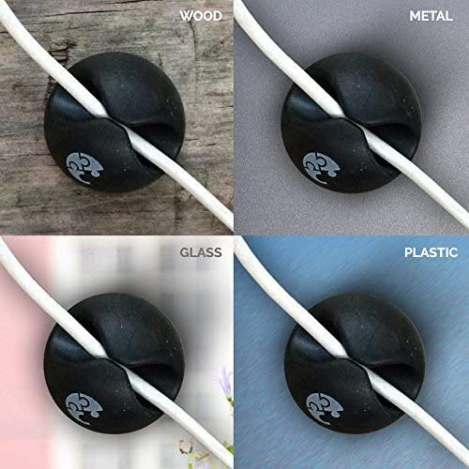 Cable Clips - Cord Organizer - Cable Management - Wire Holder System - 6 Pack Adhesive Cord Hooks - Home, Office, Cubicle, Car, Nightstand, Desk Accessories - Gift Ideas Men, Women, Dad, Mom, Him, Her: Electronics