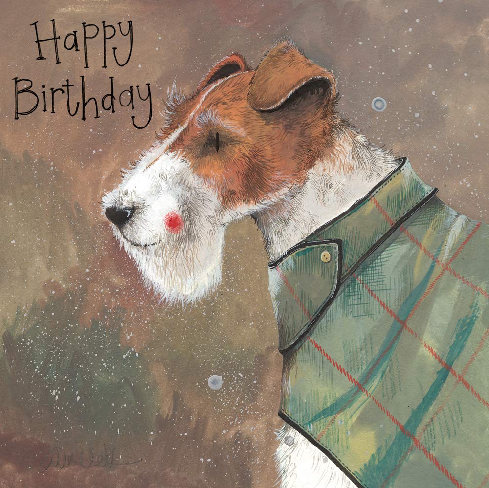 ALEX CLARK Happy Birthday Fox Terrier Card
