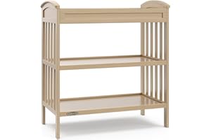 Graco Benton Changing Table with Bonus Water-Resistant Changing Pad (Driftwood) - GREENGUARD Gold Certified, Includes Diaper Change Pad with Safety Strap, 2 Open Storage Shelves for Organizing