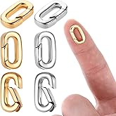 JJUNW 6Pcs 18K Glod Filled Oval Clasp Metal Spring Clasp Rings Necklace Connector Spring Clasps for DIY Jewelry Necklace Bracelet Making Key Rings