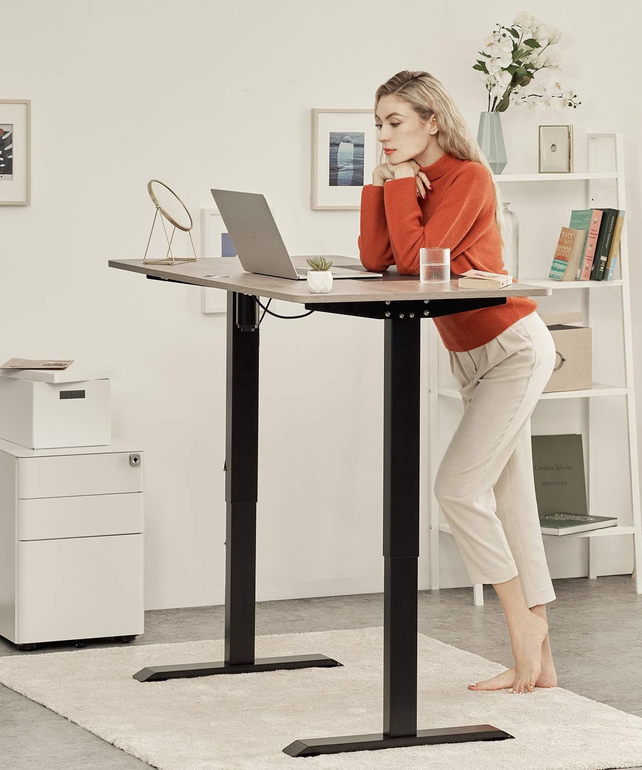best standing desks on amazon on Amazon Com Clatina Adjustable Height Standing Desk With Electric For Sit Stand Up Computer Home And Office 55 X 28 Inch Willow Top Black Frame Berezi Kitchen Dining