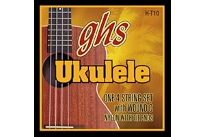 GHS Strings H-T10 Tenor Ukulele Strings, Black Nylon/Aluminum