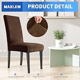 MAXIJIN Stretch Velvet Chair Covers Set of 4 Dark Coffee view 2