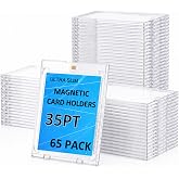 35pt Magnetic Card Holders for Trading Cards,UV Hard Plastic Sports Display Cases,Clear One Touch Mags Card Protectors for Baseball Cards, Football Cards, Basketball Cards,MTG,TCG (65)