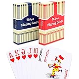 Teskyer Large Print Playing Cards, Poker Size Jumbo Index Deck of Cards, Linen Finish Surface, 2 Pack(Blue and Red)