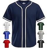 Exxact Sports Blank Baseball Jersey, Unisex Classic Button Down Softball Jersey for Men & Women, Comfortable for All-Day Wear