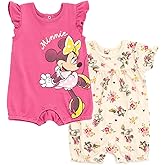 Disney Baby Girls 2 Pack Rompers Newborn to Infant Sizes (Newborn - 24 Months)